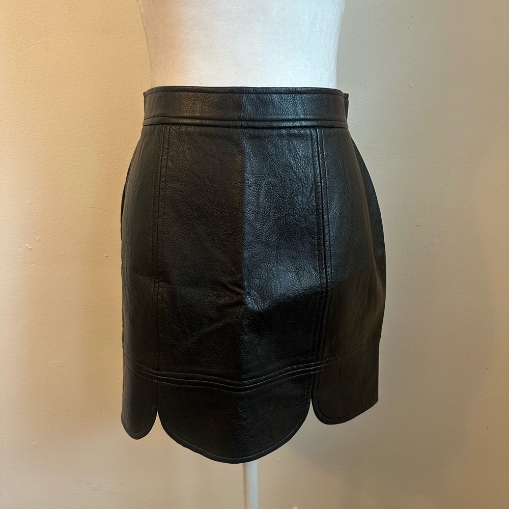 Skies Are Blue Black Faux Leather Mini Skirt